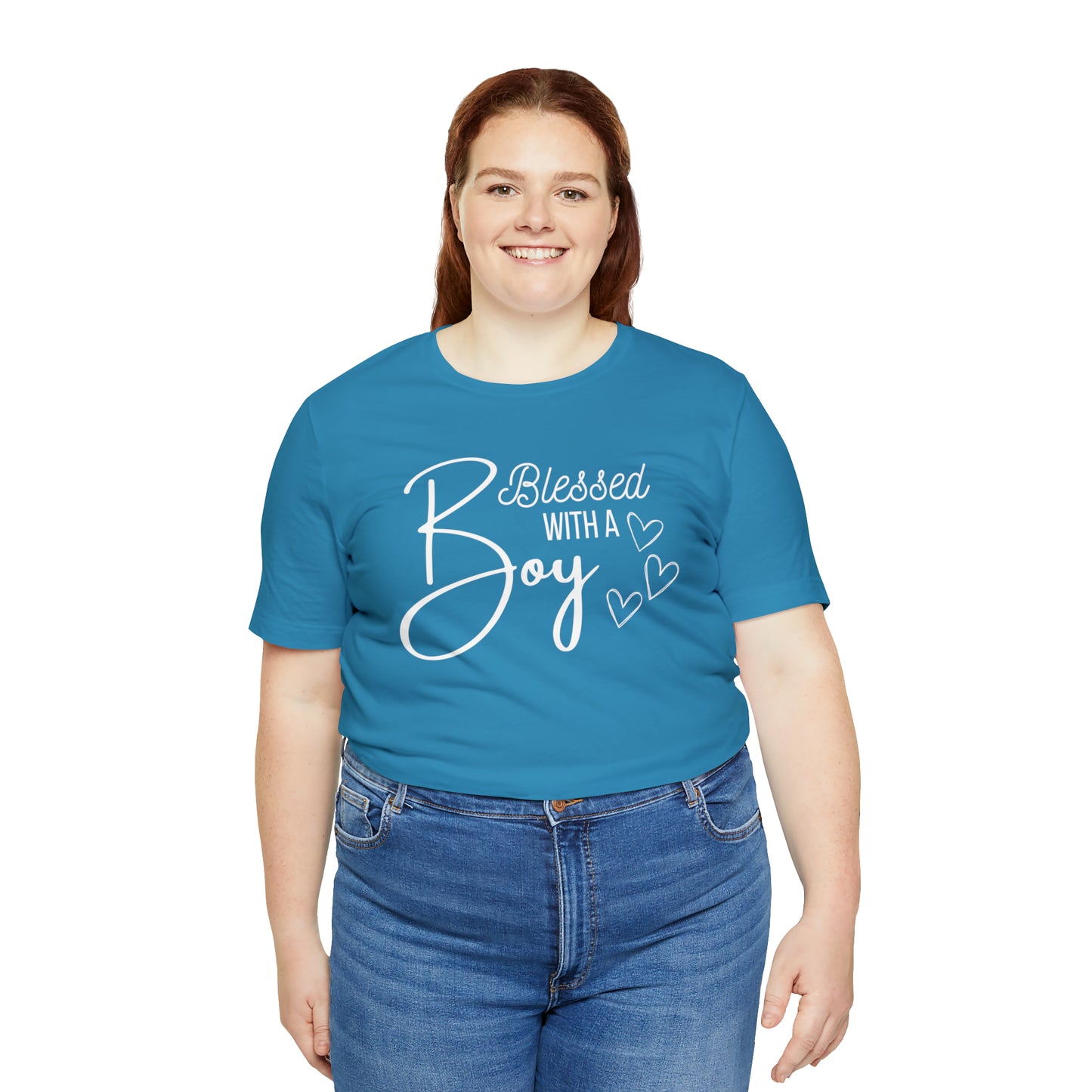 "Blessed With a Boy" T-Shirt | Perfect Gift for Moms of Boys | Cute and Trendy Mom Fashion | Mother's Day Gift Ideas | Comfortable Mom Clothing for Everyday Wear | Celebrate Your Mom Life