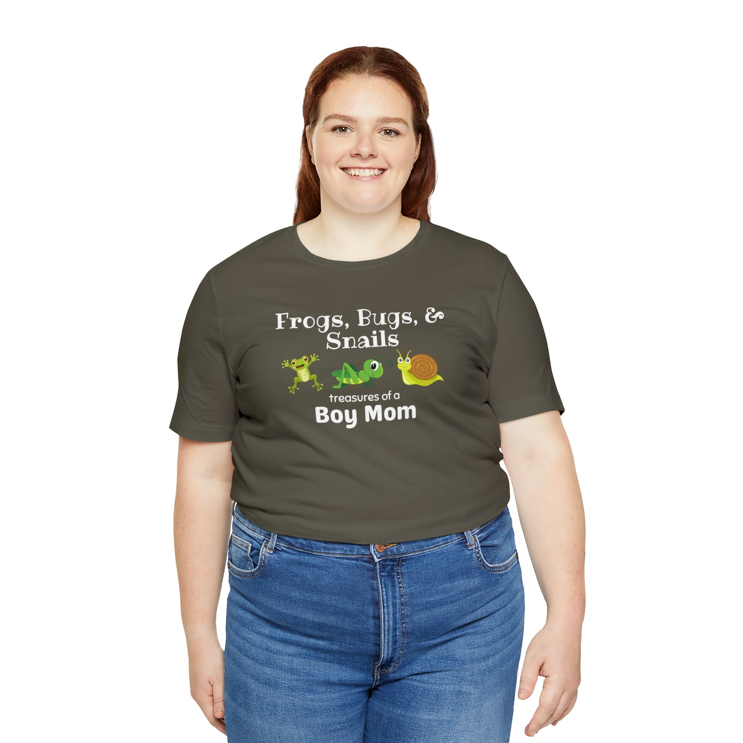 "Frogs, Bugs, & Snails Treasures of a Boy Mom" T-Shirt | Boy Mom Shirt | New Mom Gift | Boy Mama Shirt | Perfect Gift for Moms of Boys | Trendy Boy Mom Apparel | Mom of Boys Shirt | Boy Mom Christmas Gift