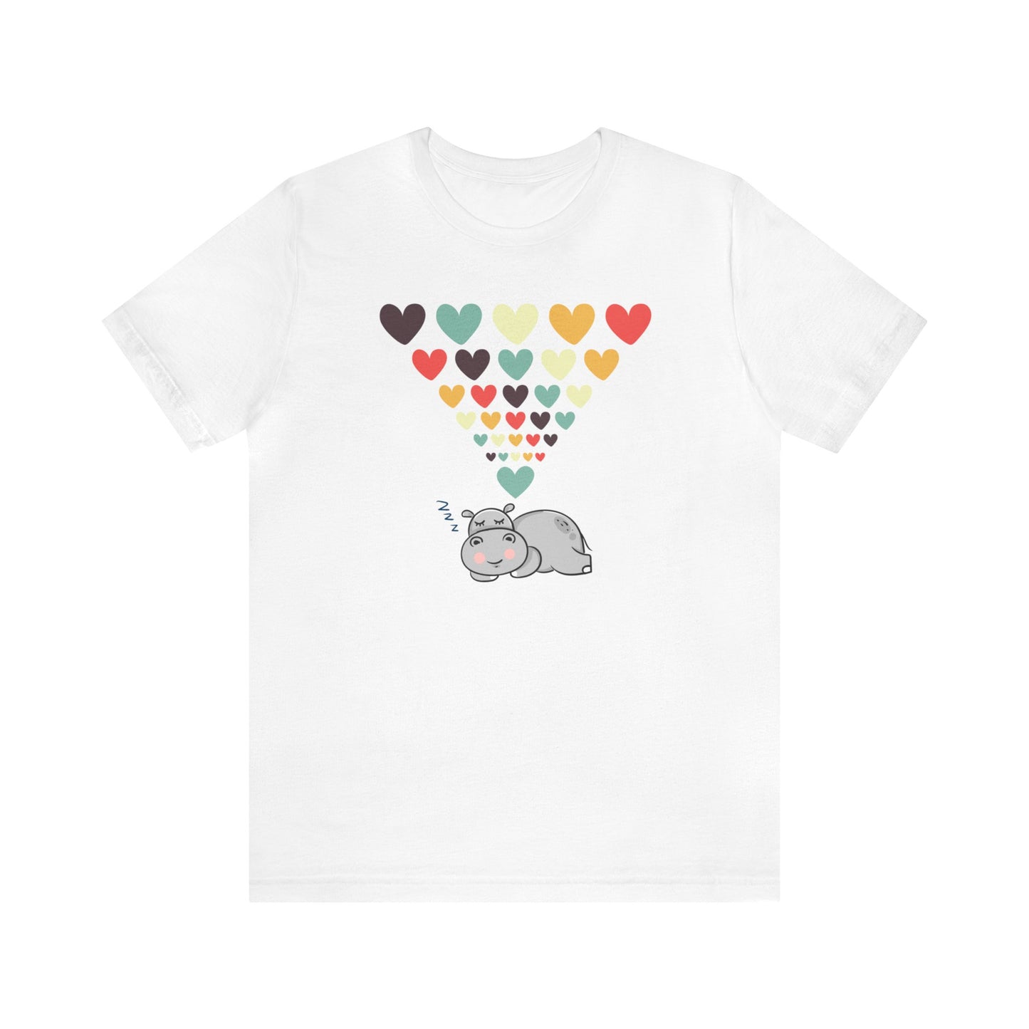 "Hippo Dreaming of Love" T-Shirt | Valentine's Day Tee Shirt for Women | Ladies Tee for V-Day | Womens Tee for Valentine's Day | Gift for Her | V-Day Tee Shirt for Ladies