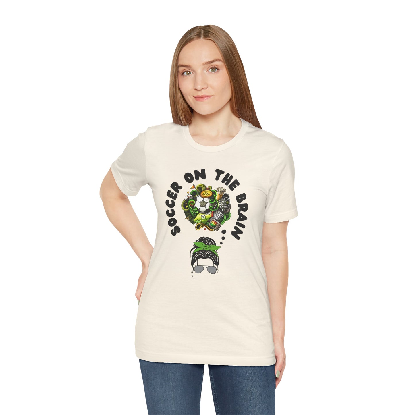 "Soccer on the Brain" T-Shirt | Soccer Mom Shirt for Game Day | Trendy Soccer Mama Tee | Soccer Graphic Tee Shirt | Christmas Gift Ideas for Moms | Soccer Mom Apparel