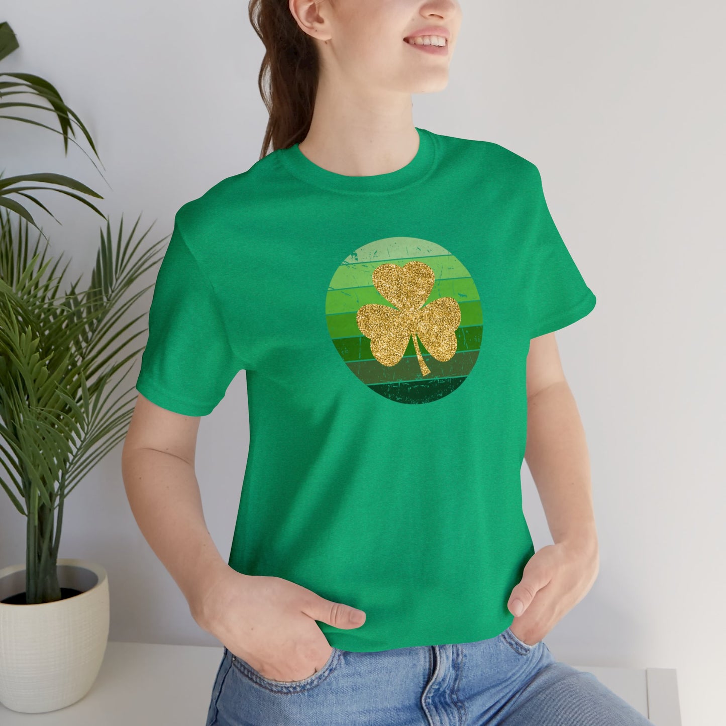 "Gold Shamrock" T-Shirt | Lucky Womens Tee for St. Patty's Day  | St. Paddy's Day Ladies Tee | Gift for Irish Lovers | St. Patricks Day Tee Shirt for Women | Women's St. Patty's Day Shirt