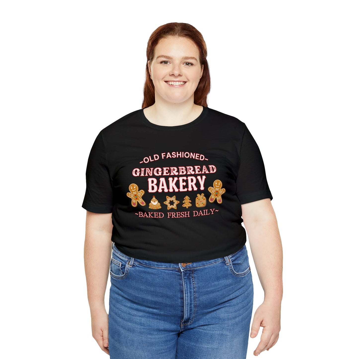 "Old Fashioned Gingerbread Bakery" T-Shirt | Gifts for Her | Women's Christmas Shirt | Birthday Gift Ideas for Women | Festive Christmas T-Shirt | Holiday Mom Tee | Trendy Christmas Shirt for Ladies