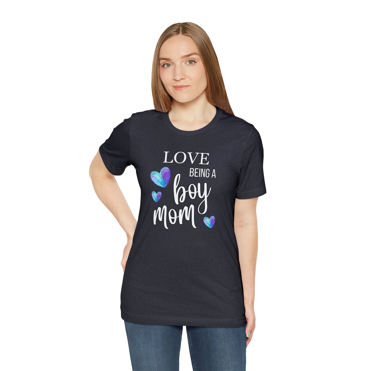 " Love Being A Boy Mom" T-Shirt | Perfect Gift for Moms of Boys | Cute and Trendy Mom Fashion | Mother's Day Gift Ideas | Comfortable Mom Clothing for Everyday Wear | Celebrate Your Supermom Status with Style | Perfect Birthday Gift for Mom