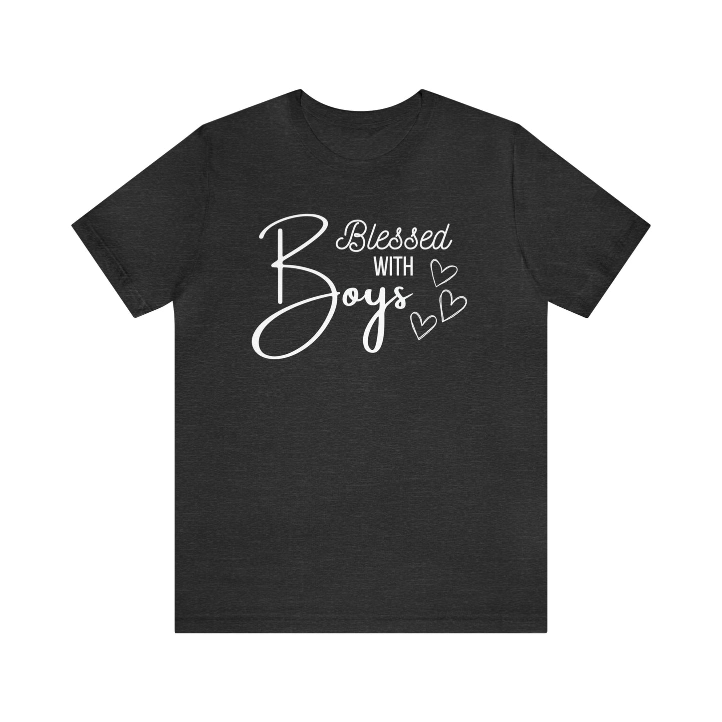 "Blessed With Boys" T-Shirt | Perfect Gift for Moms of Boys | Cute and Trendy Mom Fashion | Unique Mom Tee | Mother's Day Gift Ideas | Comfortable Mom Clothing for Everyday Wear | Celebrate Your Supermom Status with Style