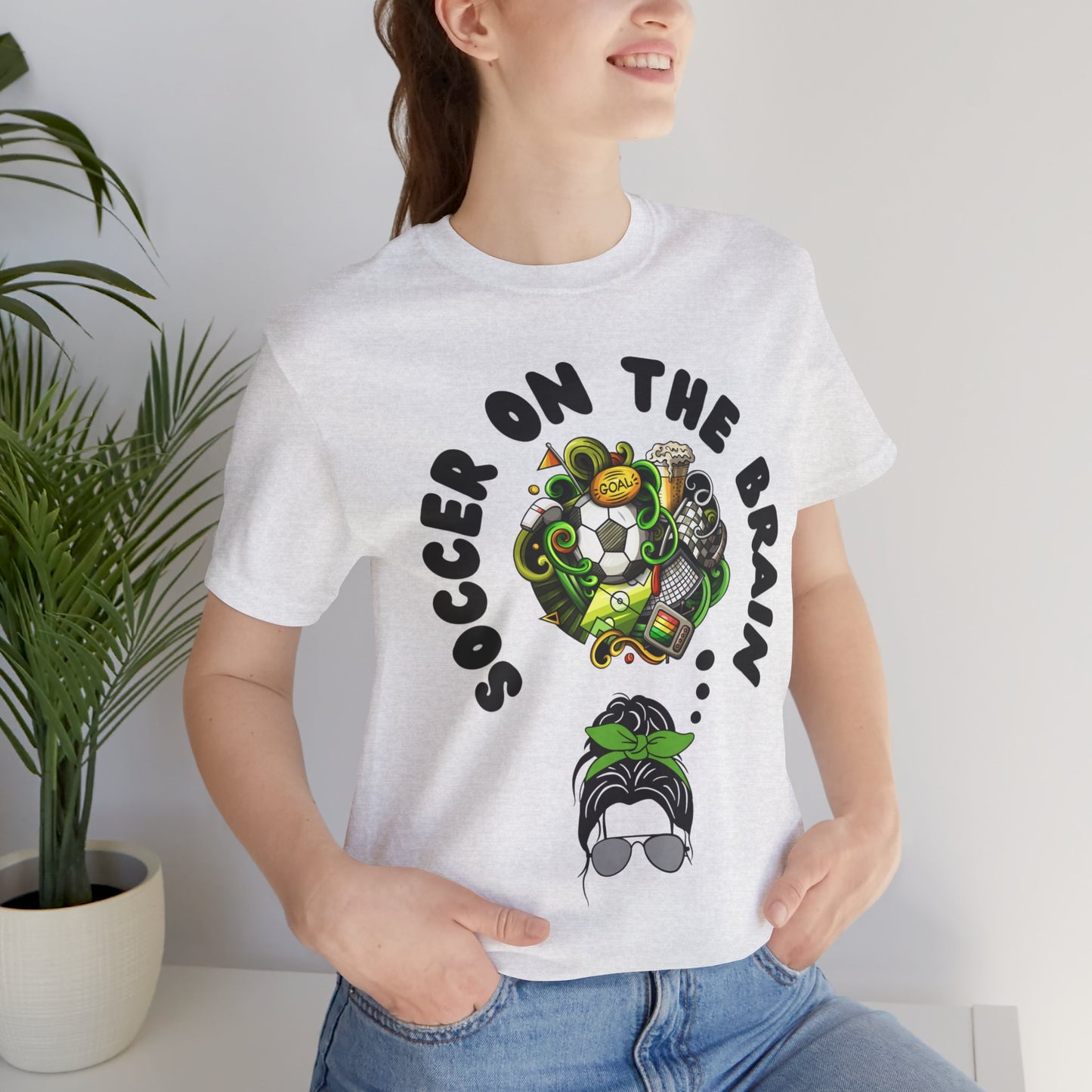 "Soccer on the Brain" T-Shirt | Soccer Mom Shirt for Game Day | Trendy Soccer Mama Tee | Soccer Graphic Tee Shirt | Christmas Gift Ideas for Moms | Soccer Mom Apparel