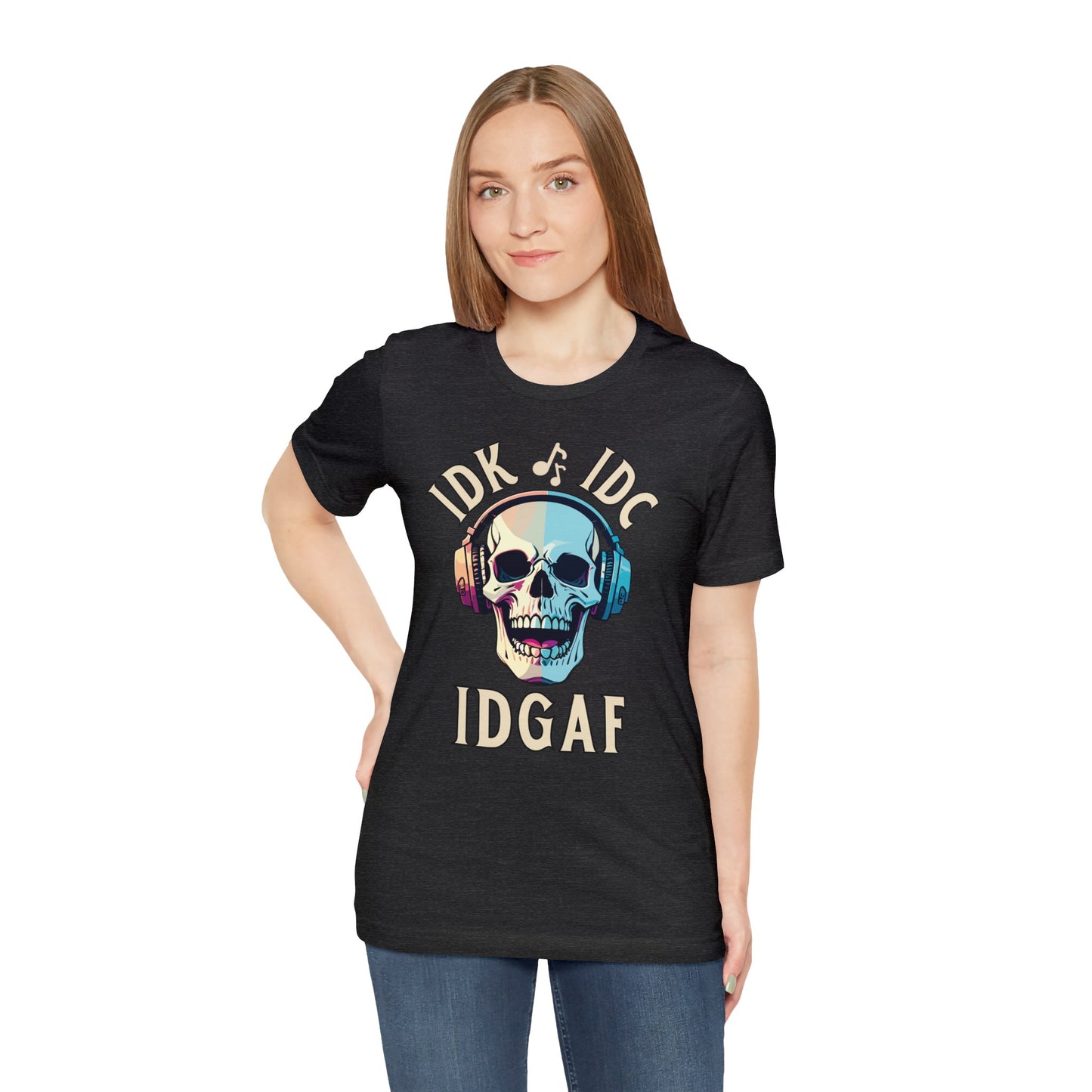 "IDK IDC IDGAF" T-Shirt | Funny Women's Shirt | Gifts for Her | Sarcastic Ladies Tee | Carefree Women's Tee | Christmas Gift Ideas for Women | Humorous Women's Tee Shirts | Statement Shirt for Women | Funny Women's Apparel