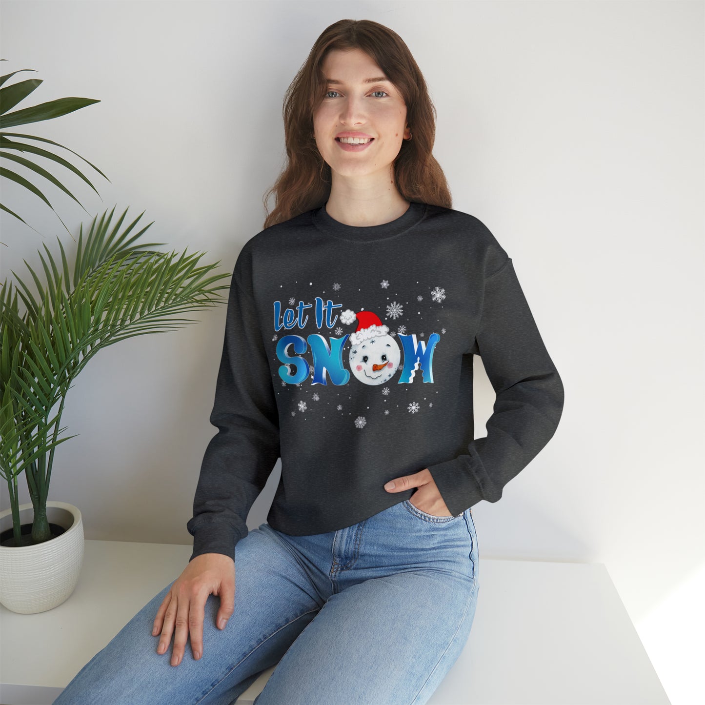 "Let It Snow" Sweatshirt | Festive Sweatshirt for Women | Ladies Christmas Sweatshirt | Womens Christmas Sweater | Womens Winter Graphic Sweatshirt | Snow Sweatshirt for Moms