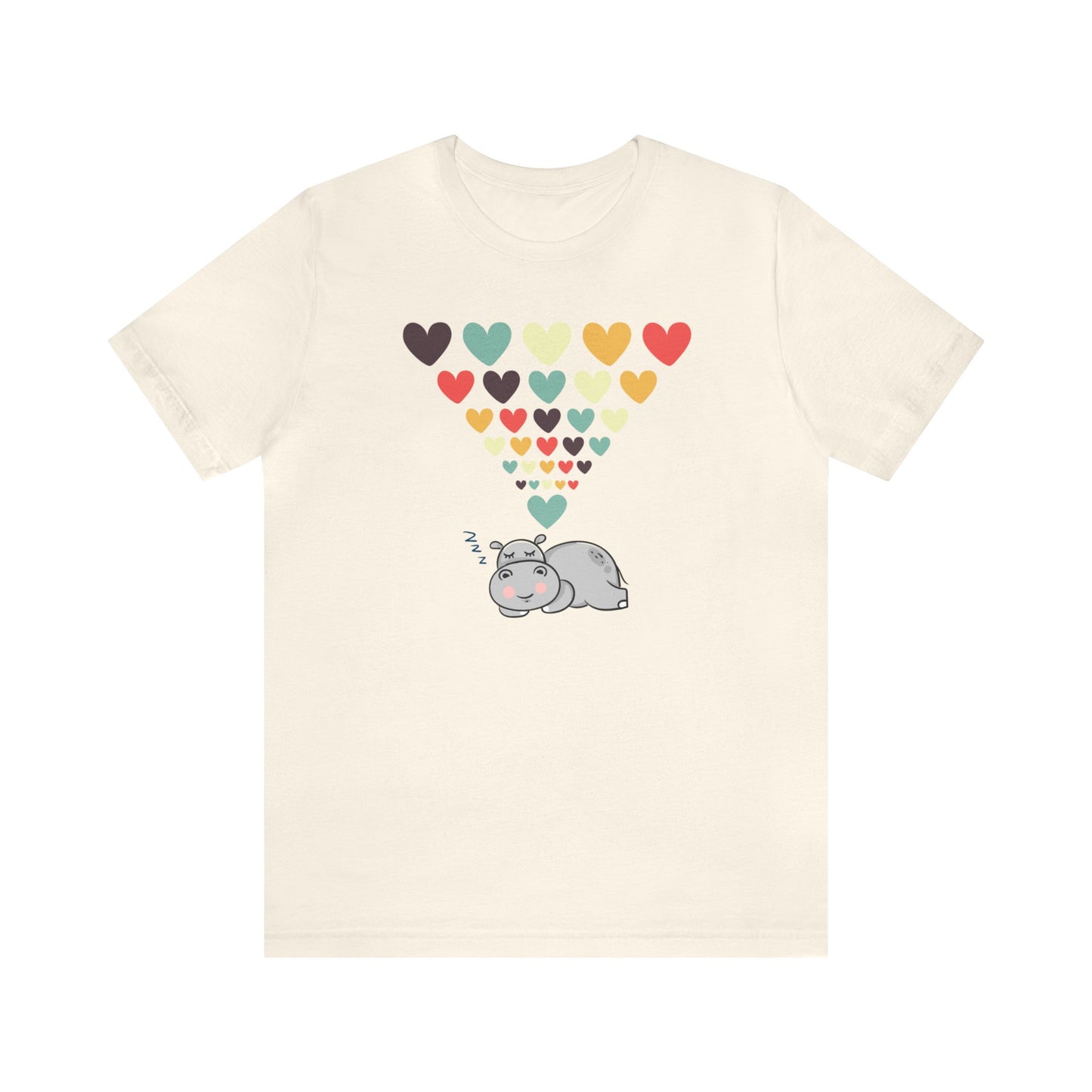 "Hippo Dreaming of Love" T-Shirt | Valentine's Day Tee Shirt for Women | Ladies Tee for V-Day | Womens Tee for Valentine's Day | Gift for Her | V-Day Tee Shirt for Ladies