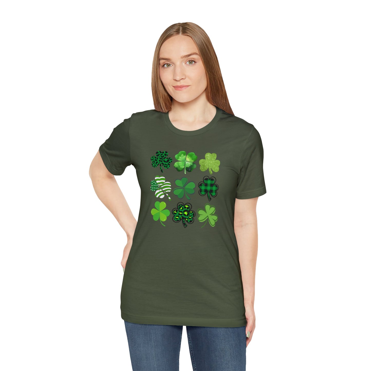 "Shamrocks" T-Shirt | Tee Shirt for St. Patrick's Day | Womens Shamrock Shirt | St .Patty's Day Shamrock Shirt for Ladies | St. Patty's Day Apparel for Women | Mom Shamrock Tee Shirt