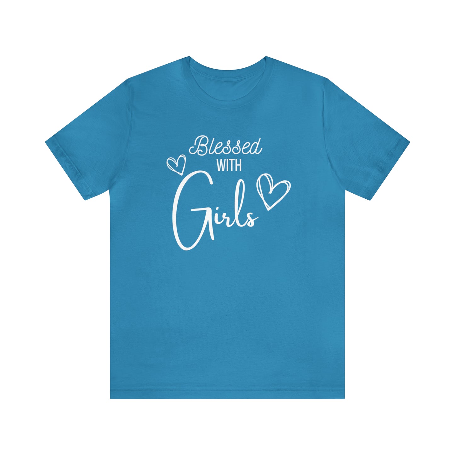 "Blessed With Girls" T-Shirt | Perfect Gift for Moms of Girls | Cute and Trendy Mom Fashion | Unique Mom Tee | Mother's Day Gift Ideas | Comfortable Mom Clothing for Everyday Wear | Celebrate Your Supermom Status with Style