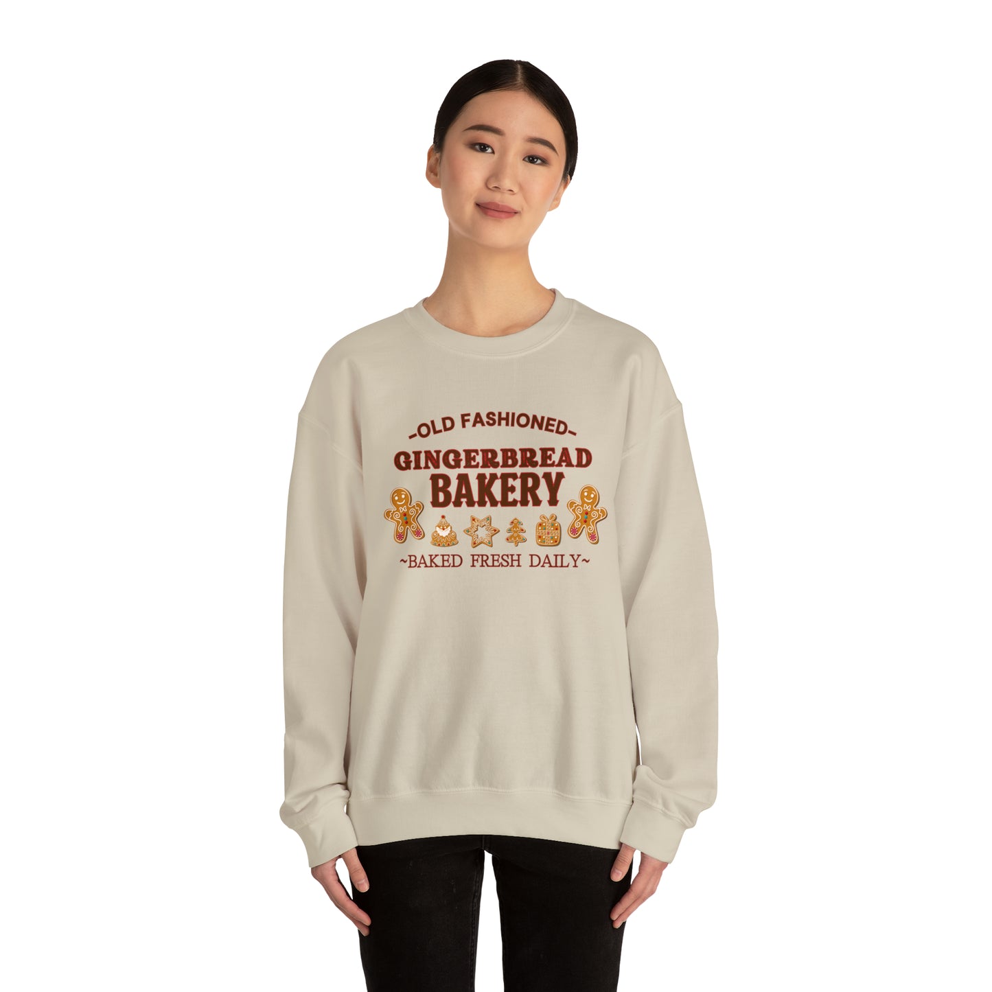 Old Fashioned Gingerbread Bakery" Sweatshirt | Ladies Festive Sweatshirt | Christmas Season Sweatshirt for Women | Womens Holiday Sweatshirt | Christmas Sweater