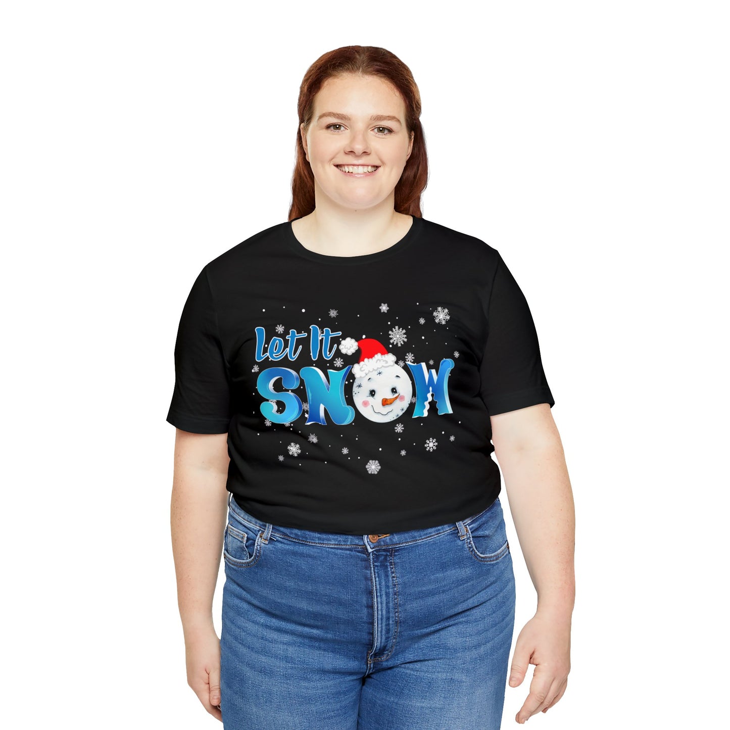 "Let It Snow" T-Shirt | Stocking Stuffer Gift | Christmas Graphic Tee | Trendy Christmas Shirt for Ladies | Womens Christmas Gift Ideas | Festive Holiday Tee Shirt for Christmas | Winter Shirt for Women