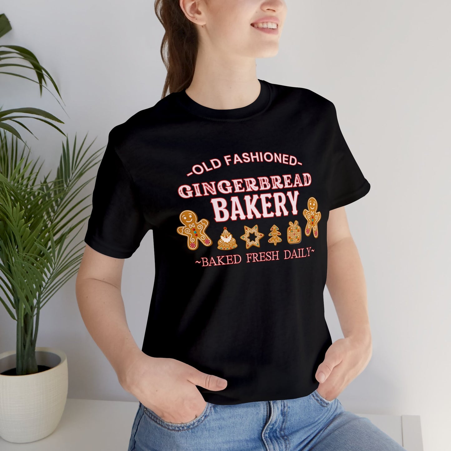 "Old Fashioned Gingerbread Bakery" T-Shirt | Gifts for Her | Women's Christmas Shirt | Birthday Gift Ideas for Women | Festive Christmas T-Shirt | Holiday Mom Tee | Trendy Christmas Shirt for Ladies