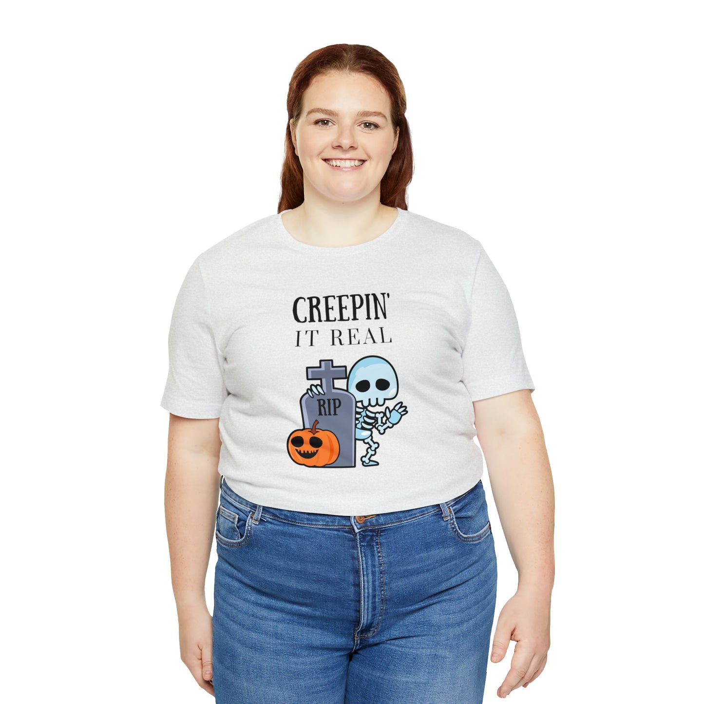 "Creepin' It Real" T-shirt | Halloween Mom Shirt | Gift Ideas for Women Who Love Halloween | Trendy Halloween Apparel | Halloween Shirts With Sayings for Moms | Cute Halloween Shirt