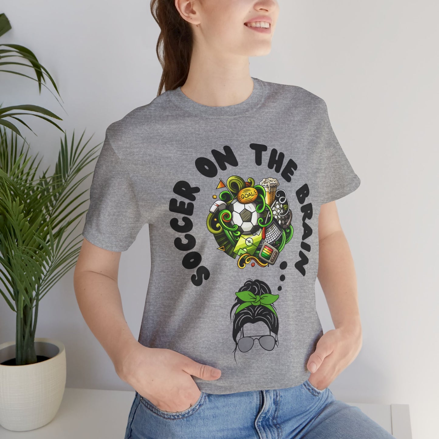 "Soccer on the Brain" T-Shirt | Soccer Mom Shirt for Game Day | Trendy Soccer Mama Tee | Soccer Graphic Tee Shirt | Christmas Gift Ideas for Moms | Soccer Mom Apparel