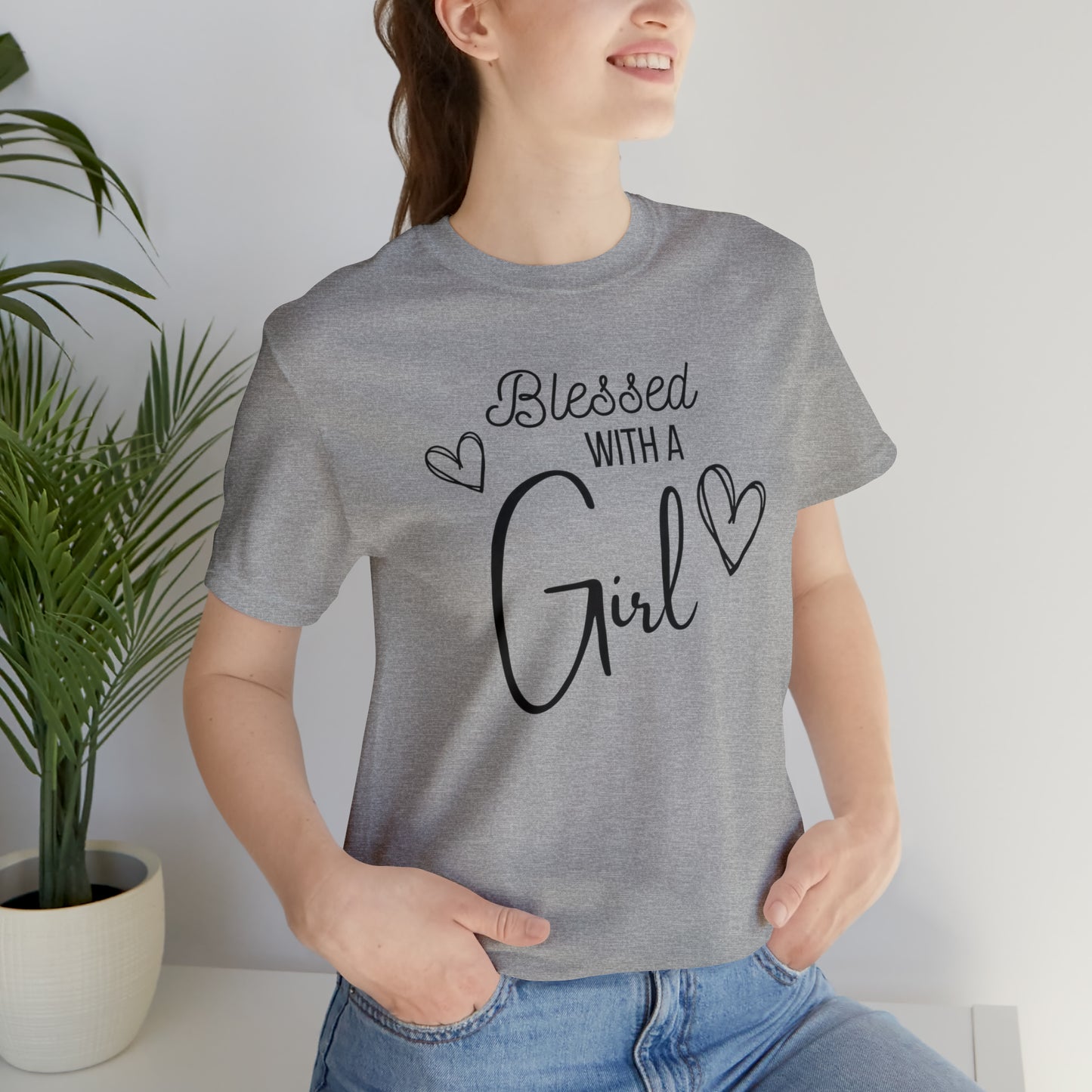 "Blessed With a Girl" T-Shirt | Ideal Gift for Moms of Daughters | Stylish and Trendy Mom Fashion | Mother's Day Gift Ideas | Comfortable Mom Clothing for Everyday Wear | Celebrate Your Supermom Status