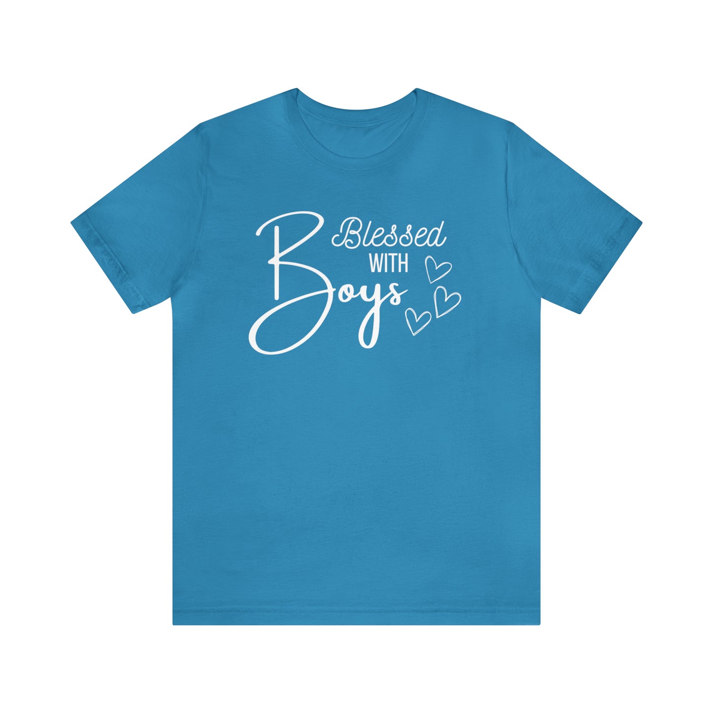 "Blessed With Boys" T-Shirt | Perfect Gift for Moms of Boys | Cute and Trendy Mom Fashion | Unique Mom Tee | Mother's Day Gift Ideas | Comfortable Mom Clothing for Everyday Wear | Celebrate Your Supermom Status with Style