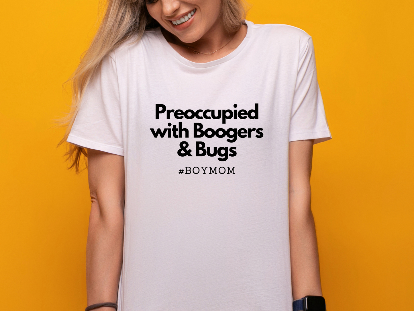 "Preoccupied with Boogers & Bugs" T-Shirt | Perfect Gift for Moms of Boys | Cute and Trendy Mom Fashion | Mother's Day Gift Ideas for Mom | Boy Mom Shirt |  Mom Life Shirt | Boy Mama Shirt