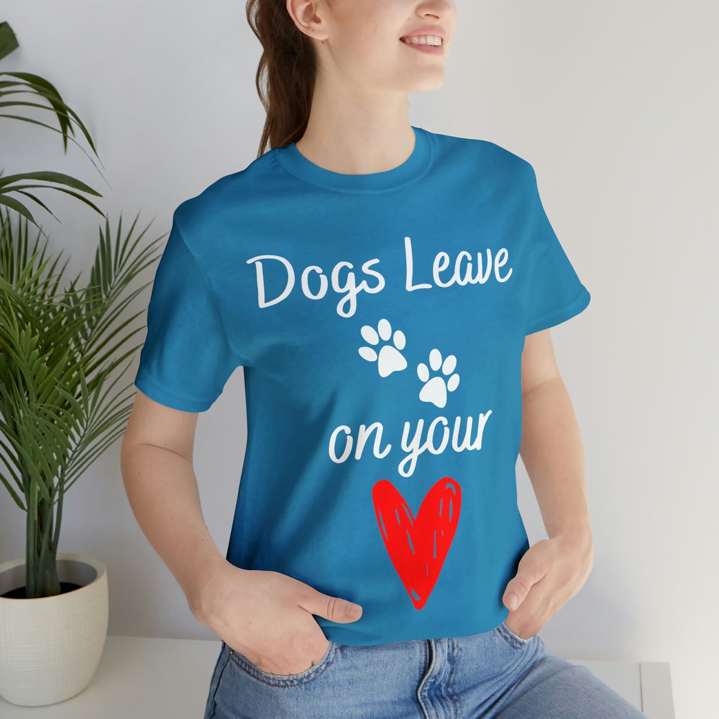 "Dogs Leave Paw Prints on Your Heart" T-Shirt | Perfect Tee for Dog Lovers | Trendy and Stylish Dog Mom Tee | Comfortable Every Day Apparel for the Crazy Dog Lady in Your Life | Mother's Day Gift Ideas