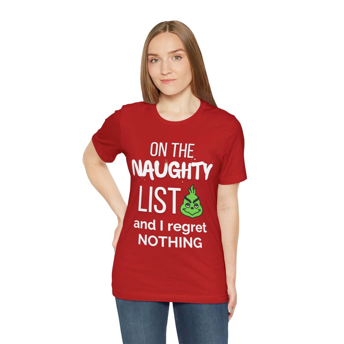 "On the Naughty List and I Regret Nothing" T-Shirt | Funny Christmas Tee | Christmas Gift Ideas for Mom | Christmas Apparel | Holiday Shirts | Festive Graphic Tee